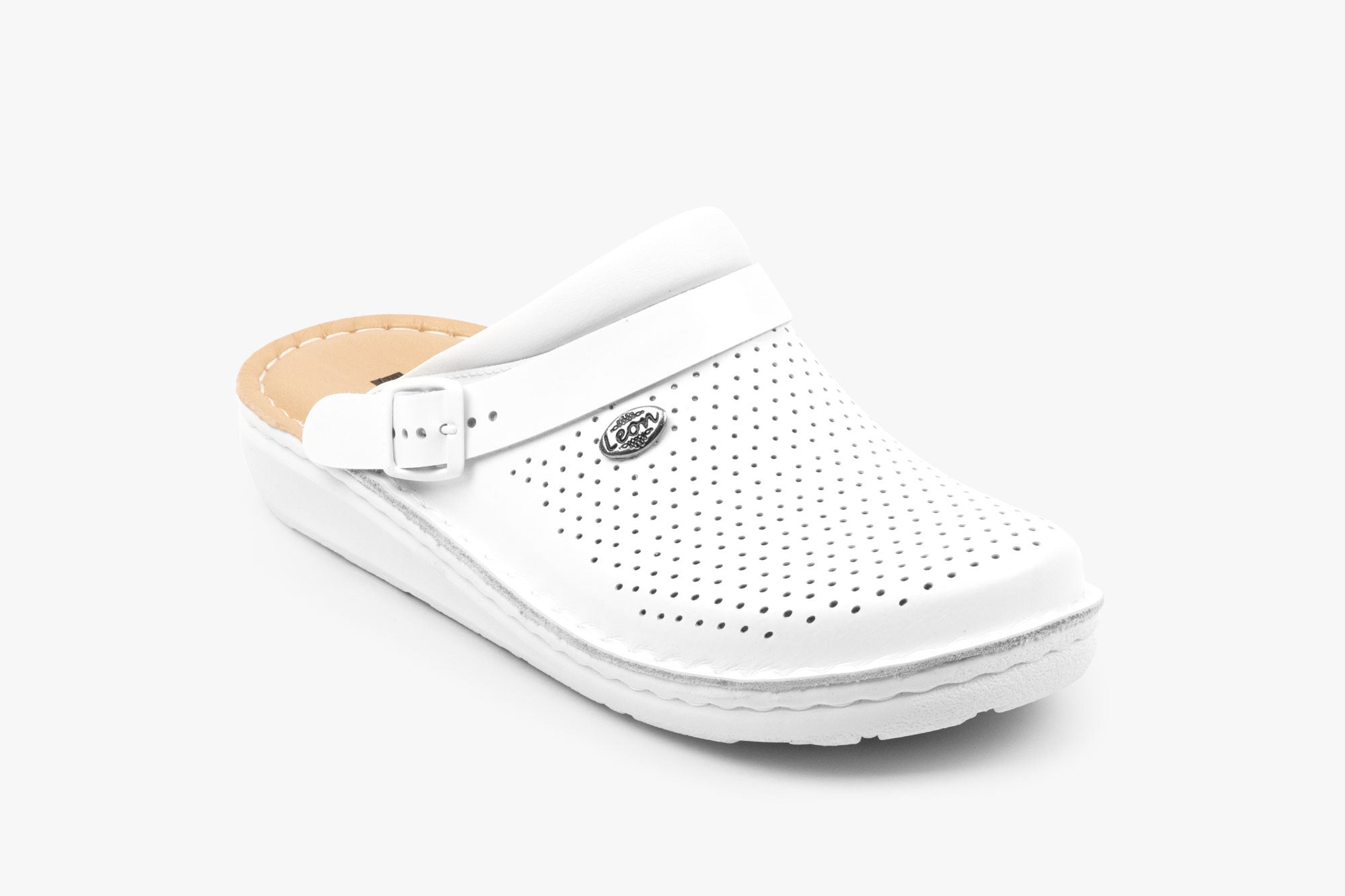 Settle herre læder clogs - hvid