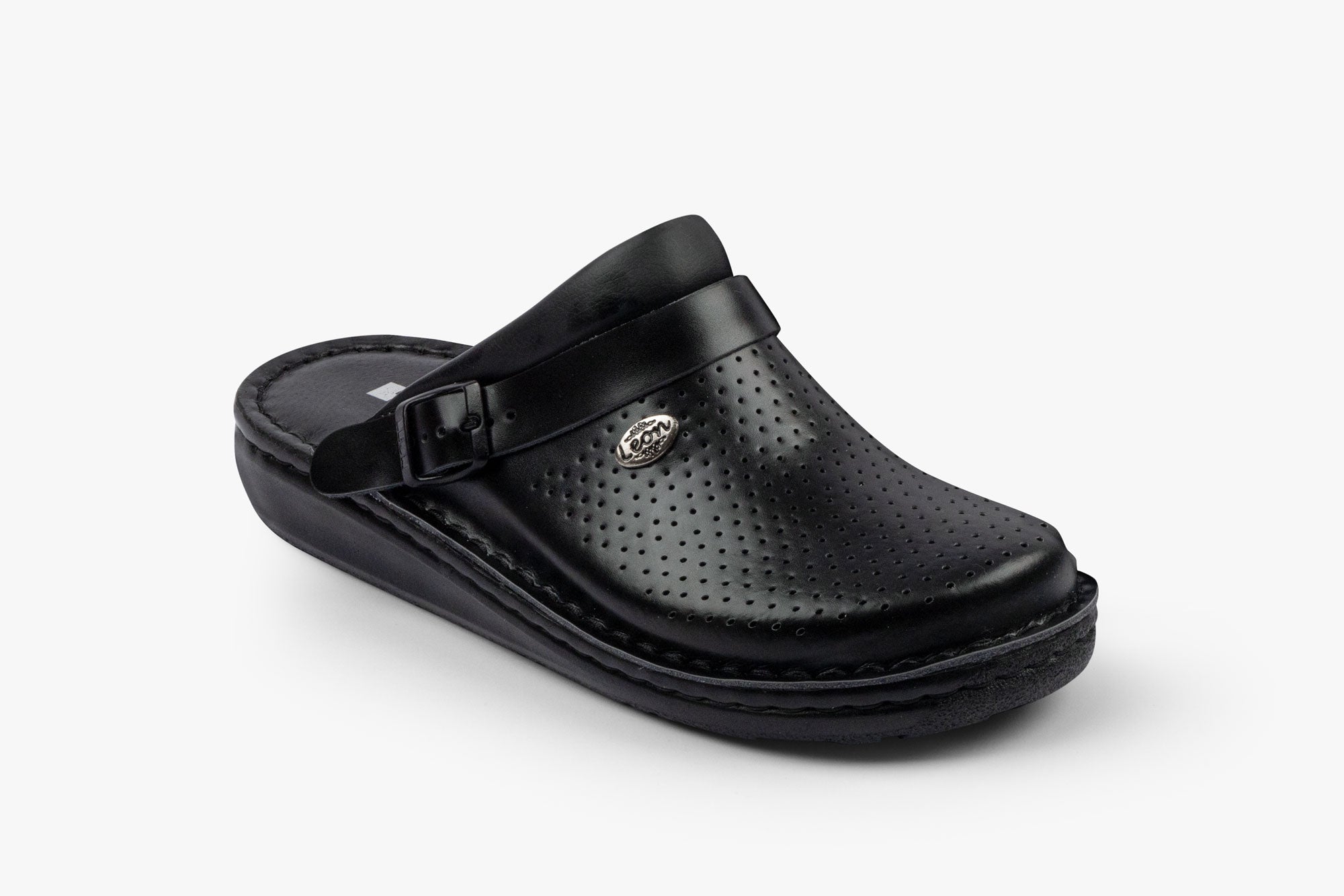 Settle herre læder clogs - sort