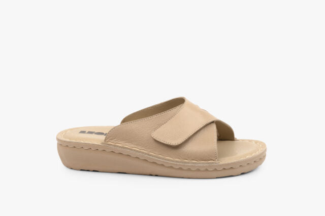 Felx dame læder sandal med fleksibel pasform – beige