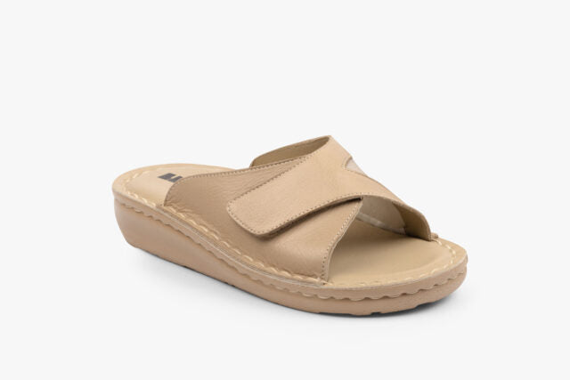Felx dame læder sandal med fleksibel pasform – beige