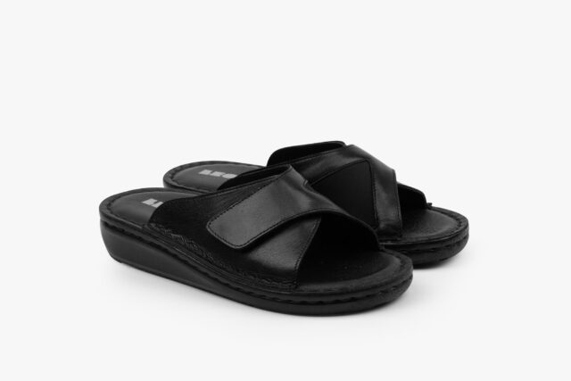 Felx dame læder sandal med fleksibel pasform – sort