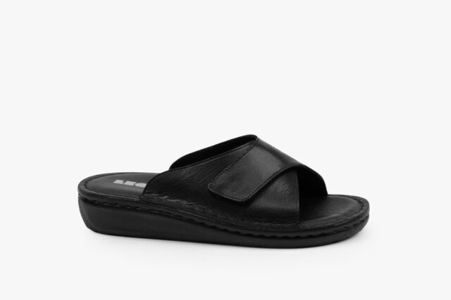 Felx dame læder sandal med fleksibel pasform – sort