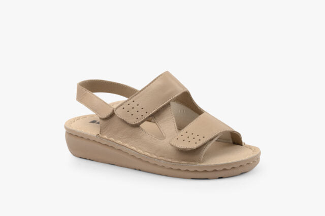 Calm dame læder sandal med fleksibel pasform – beige