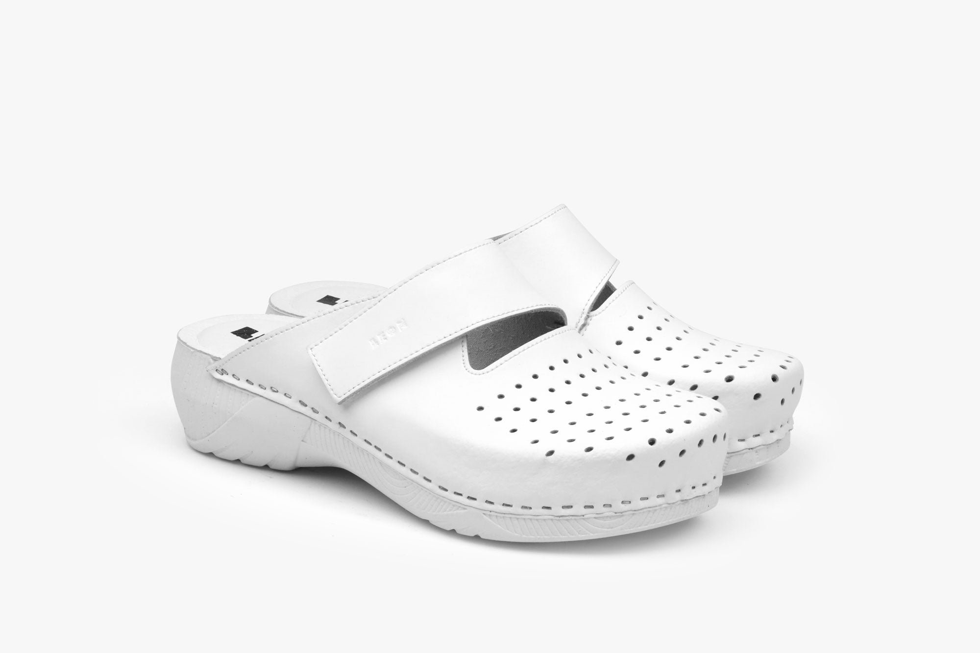 Rubicon dame læder clogs - hvid