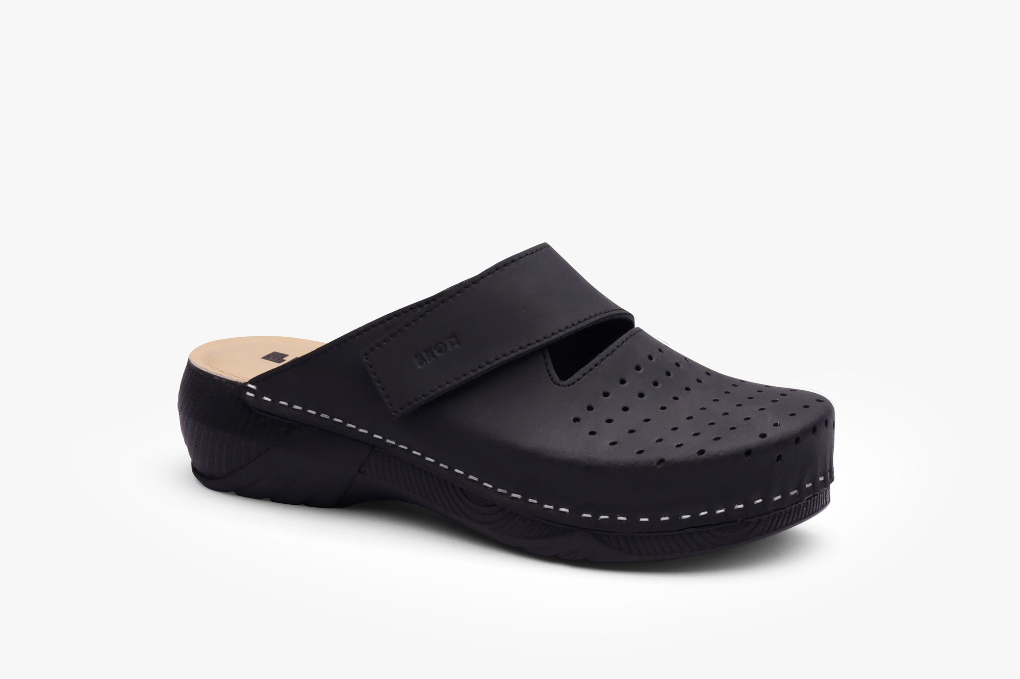 Rubicon dame læder clogs - sort