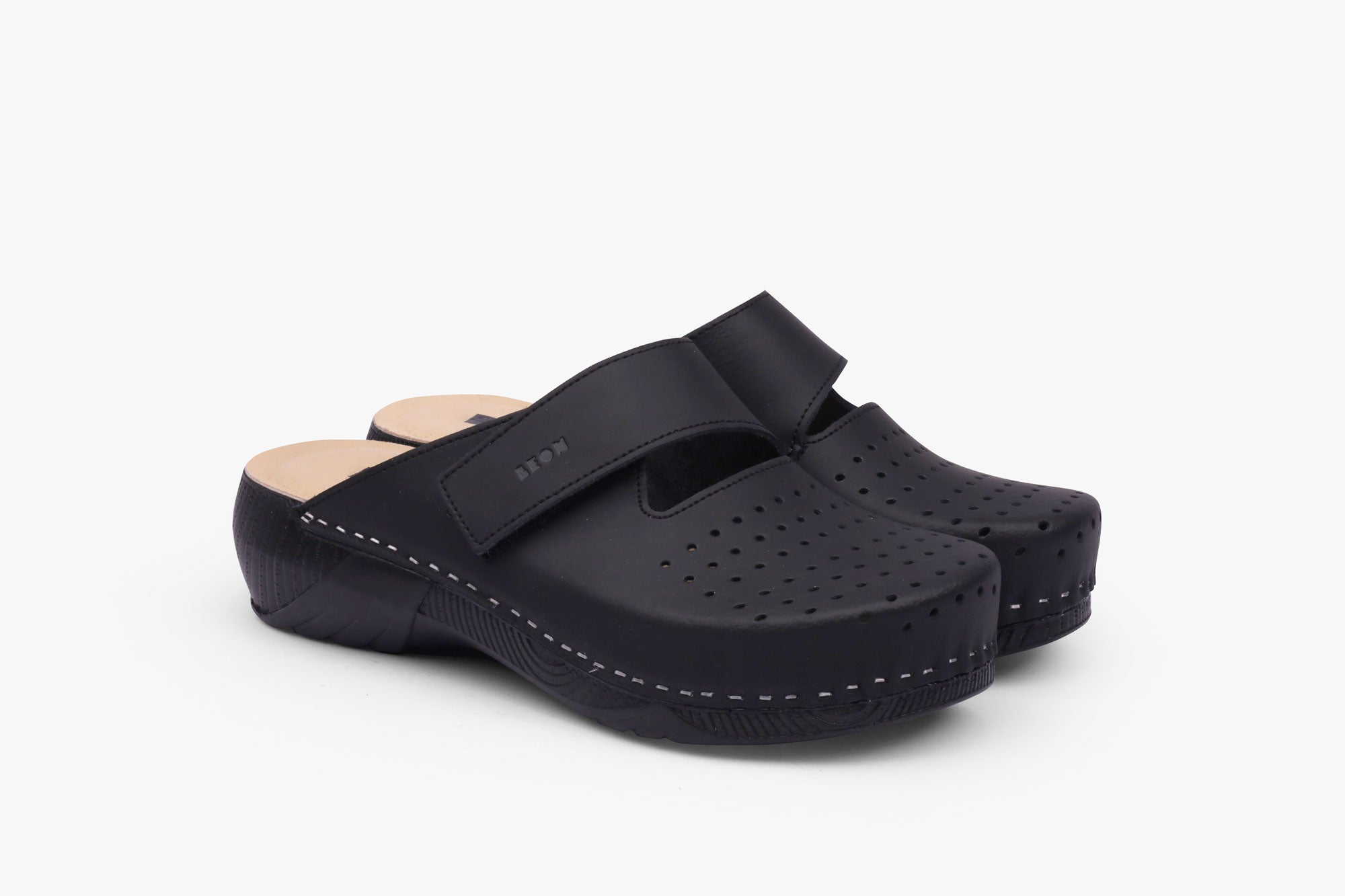 Rubicon dame læder clogs - sort