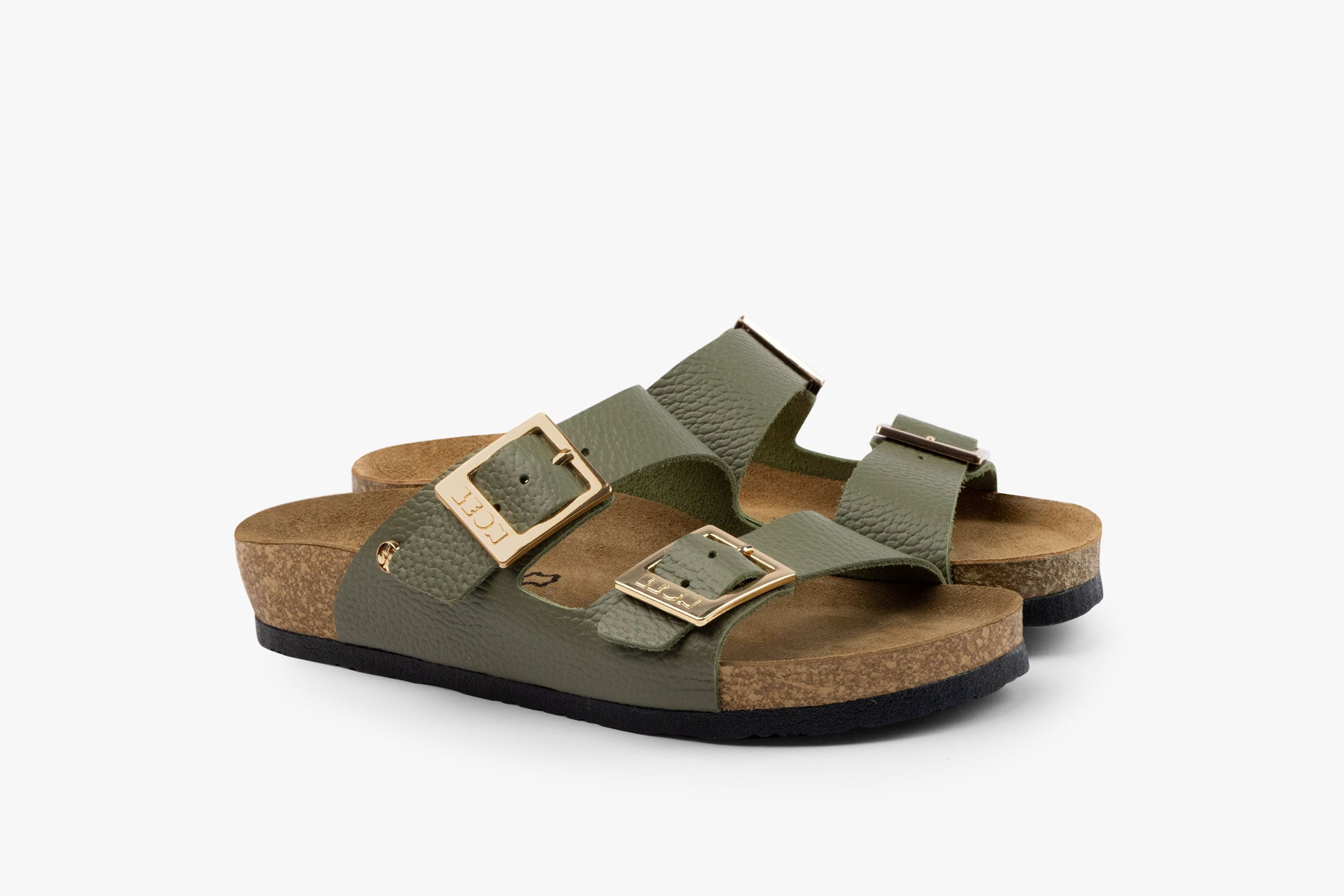 Aura dame læder sandal - olivengrøn