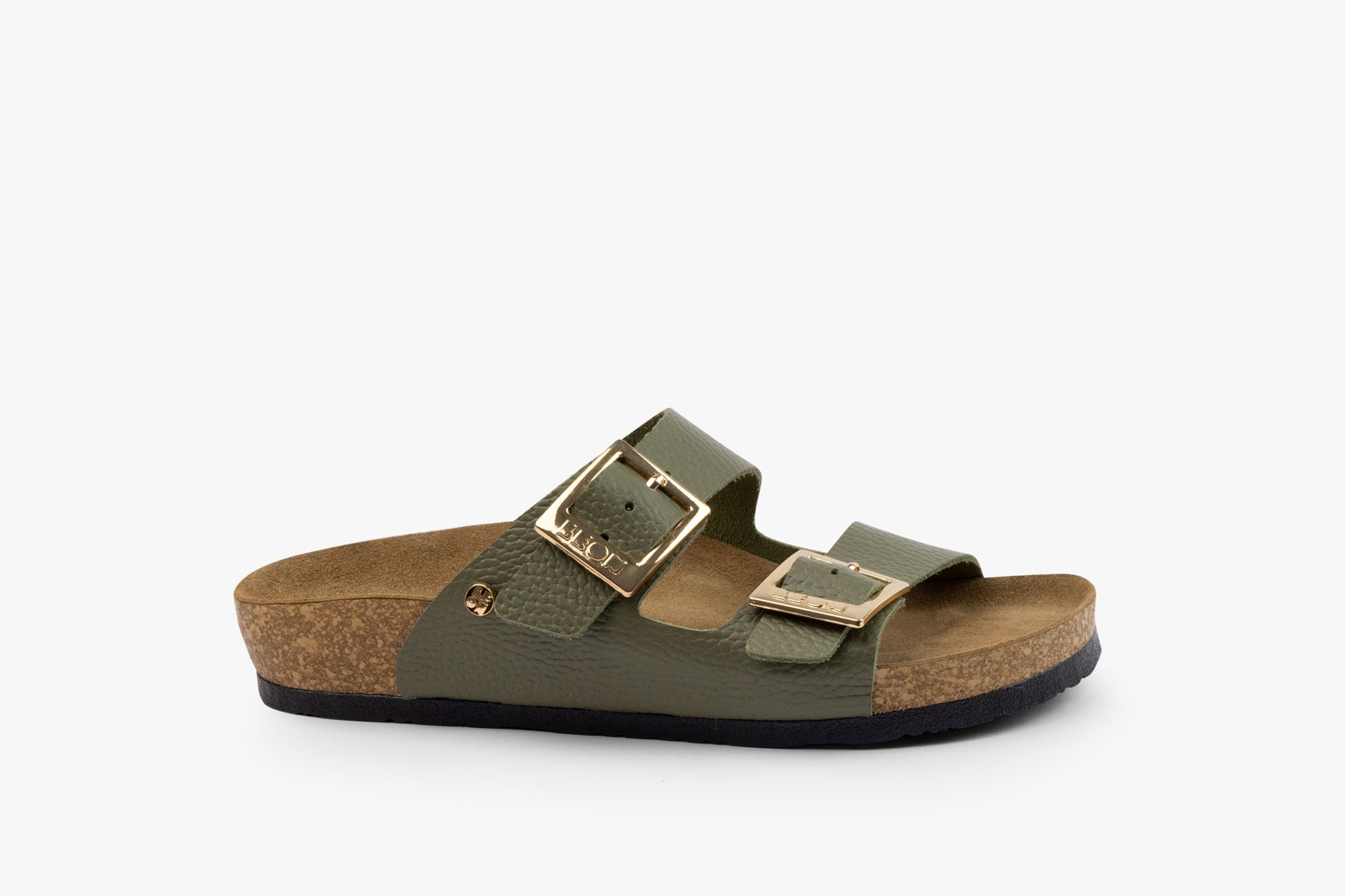 Aura dame læder sandal - olivengrøn