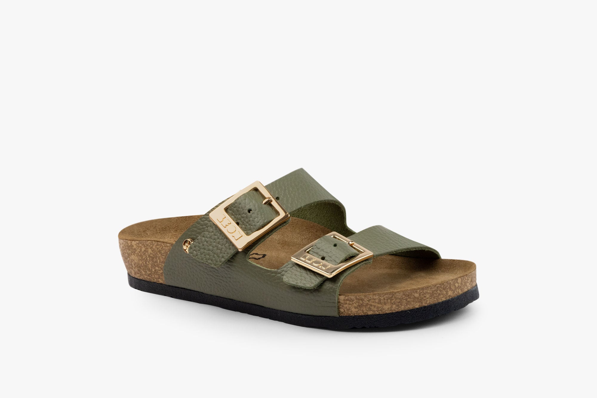 Aura dame læder sandal - olivengrøn
