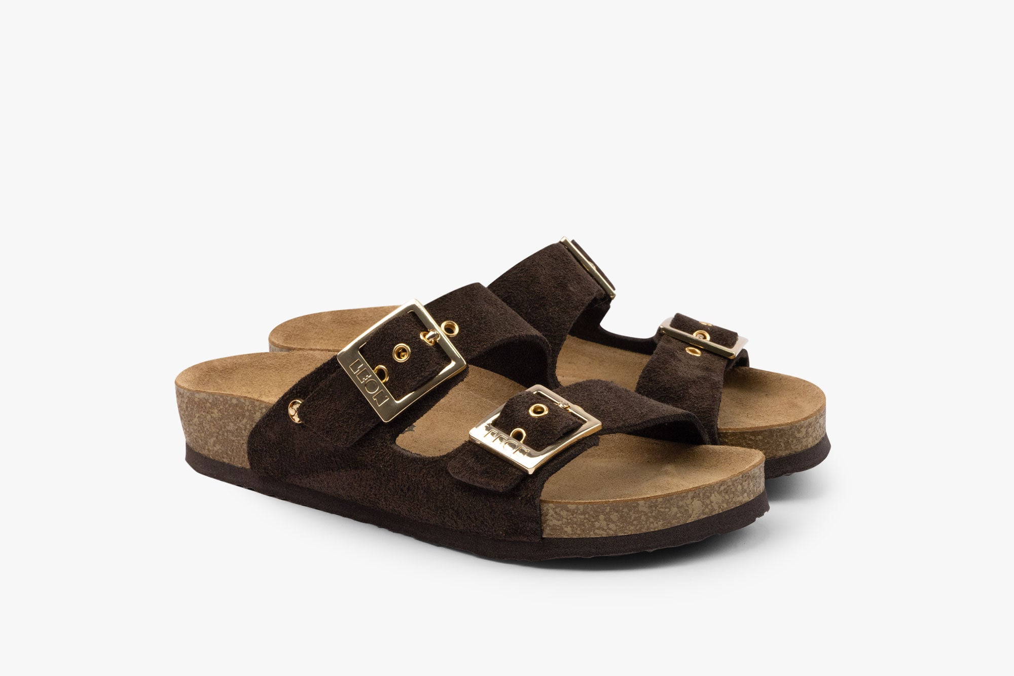 Orbita dame sandal i ruskind - mørk brun
