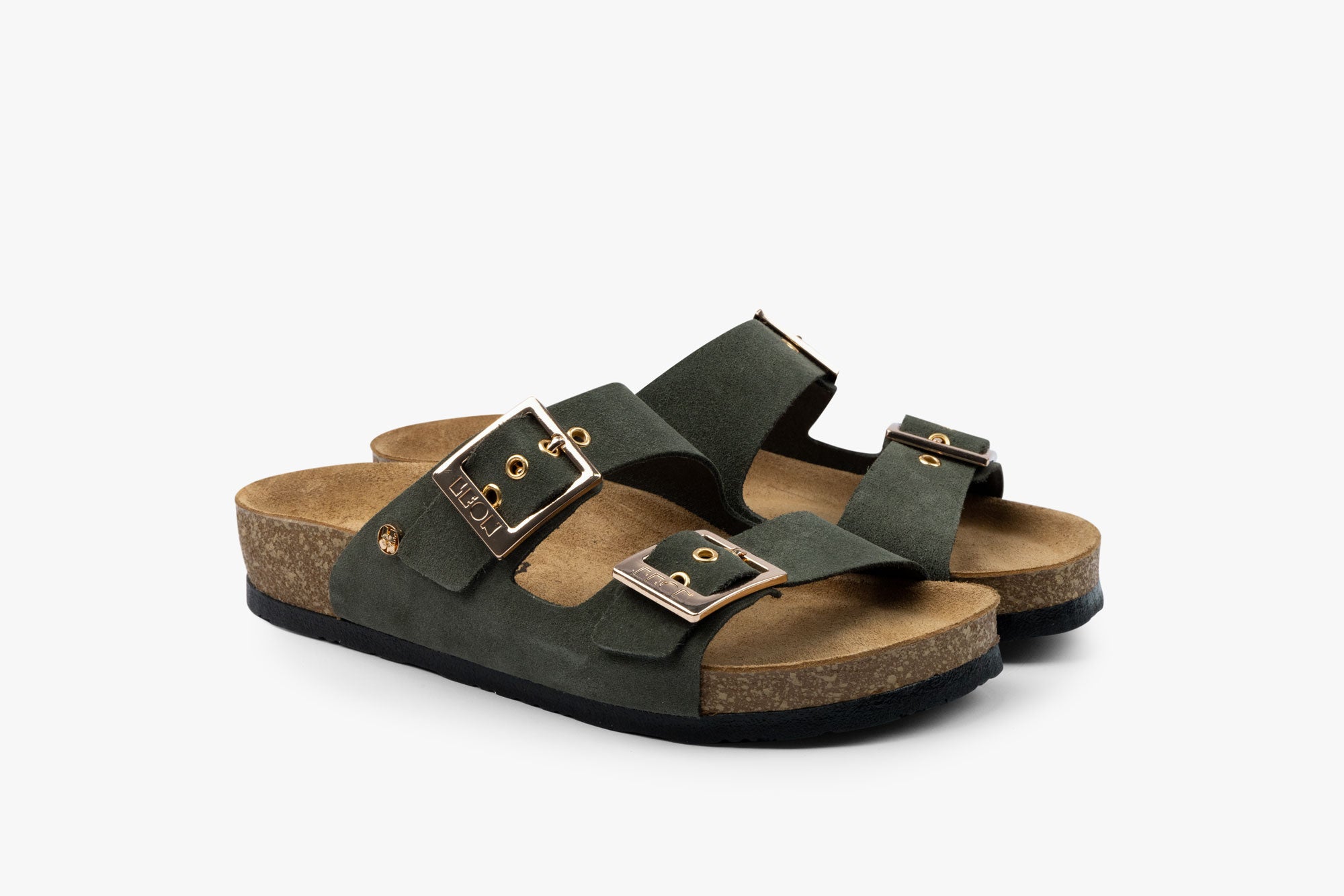 Orbita dame sandal i ruskind - mørkegrøn