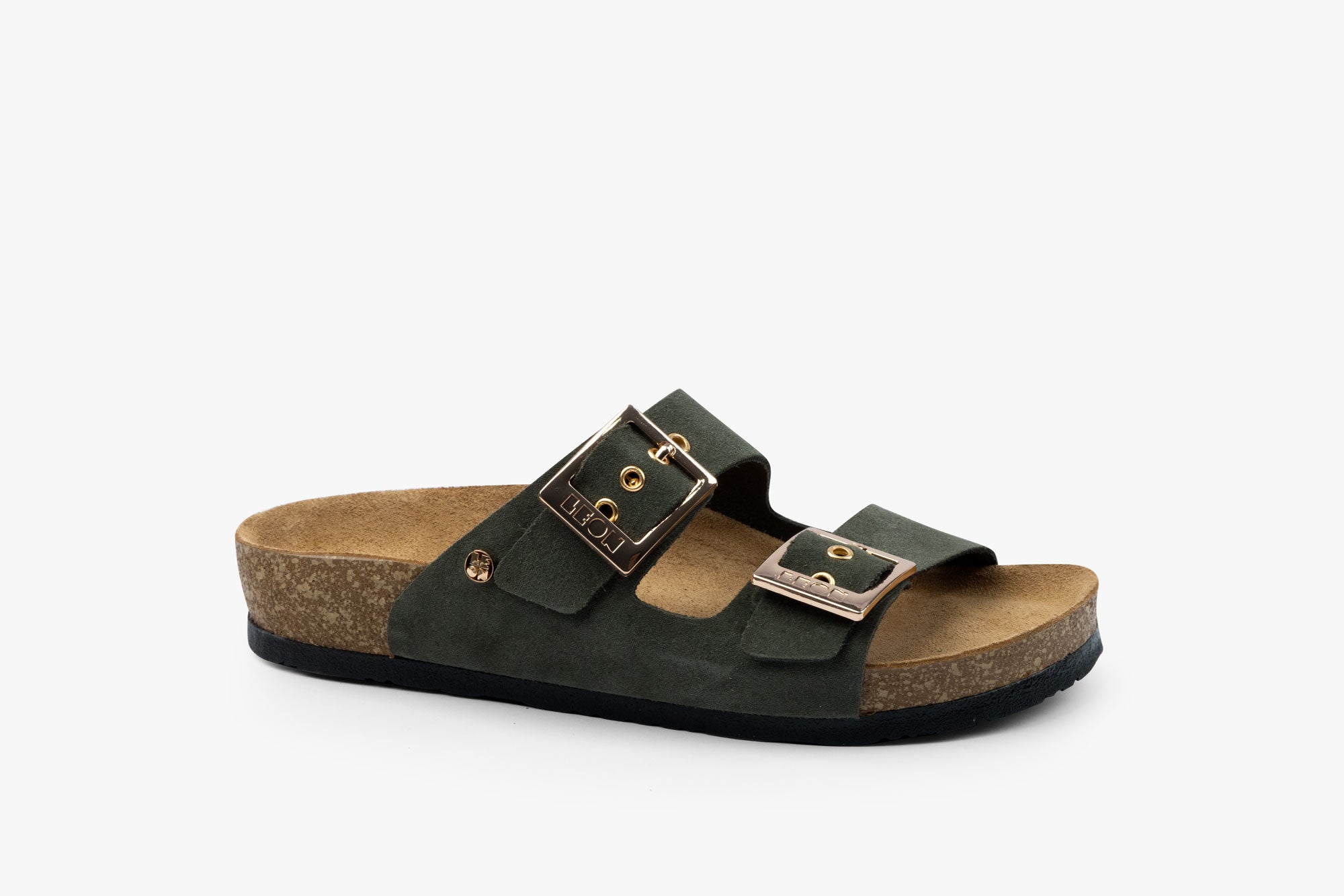 Orbita dame sandal i ruskind - mørkegrøn