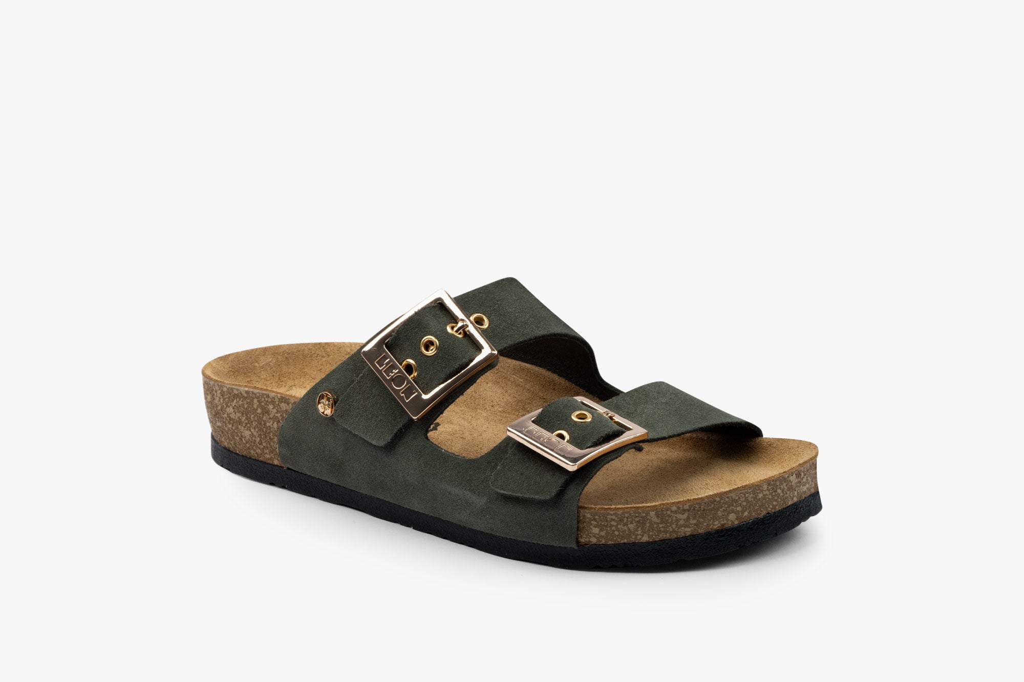 Orbita dame sandal i ruskind - mørkegrøn