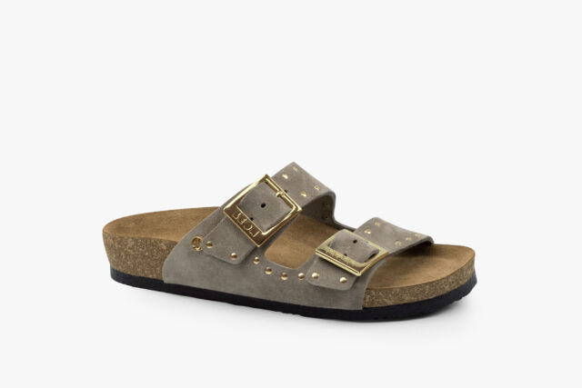 Edge dame sandal i ruskind - grå