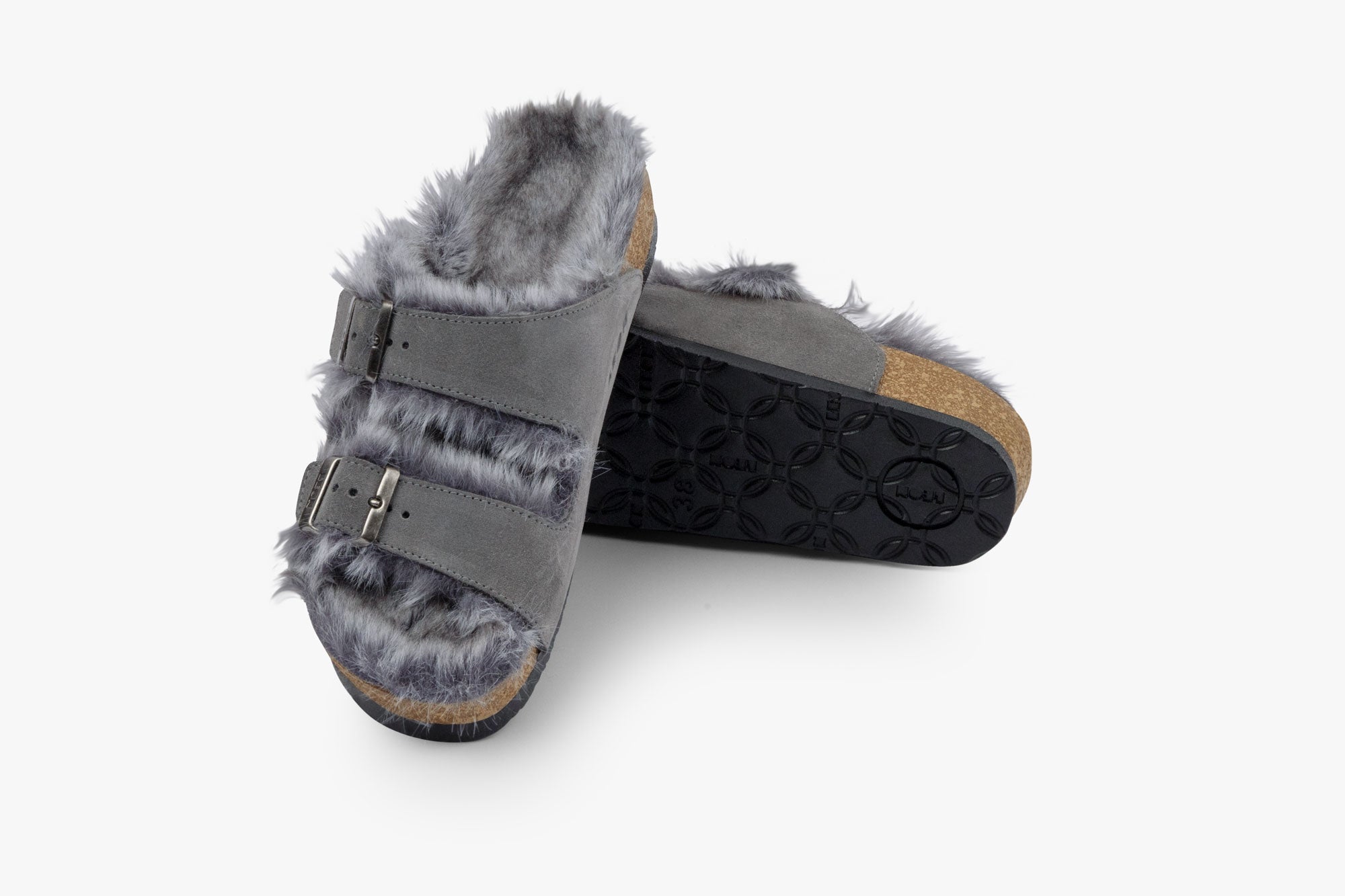 Pels Sandaler - Grå Hjemmesko