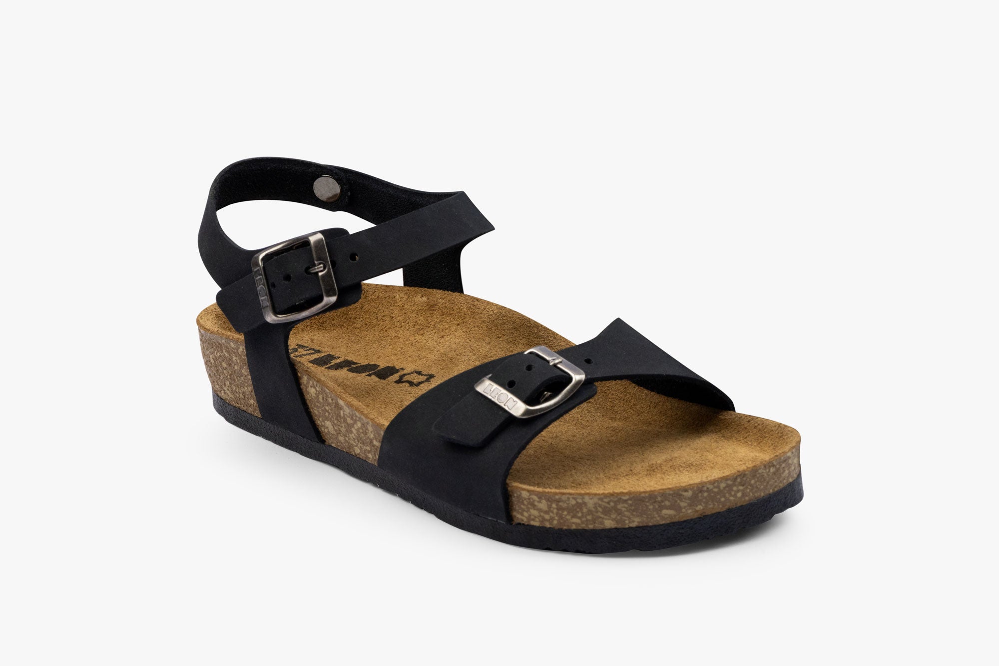 Root dame læder sandal - sort