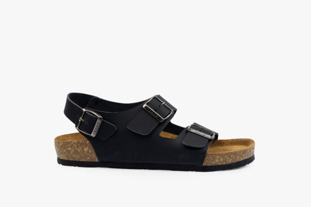Harbor herre læder sandal med hælrem - sort