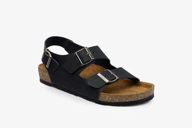 Harbor herre læder sandal med hælrem - sort