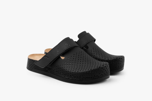 Flow dame læder clogs - sort