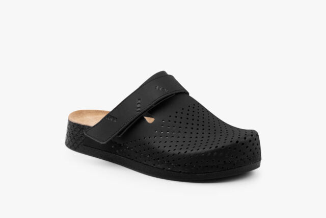Flow dame læder clogs - sort