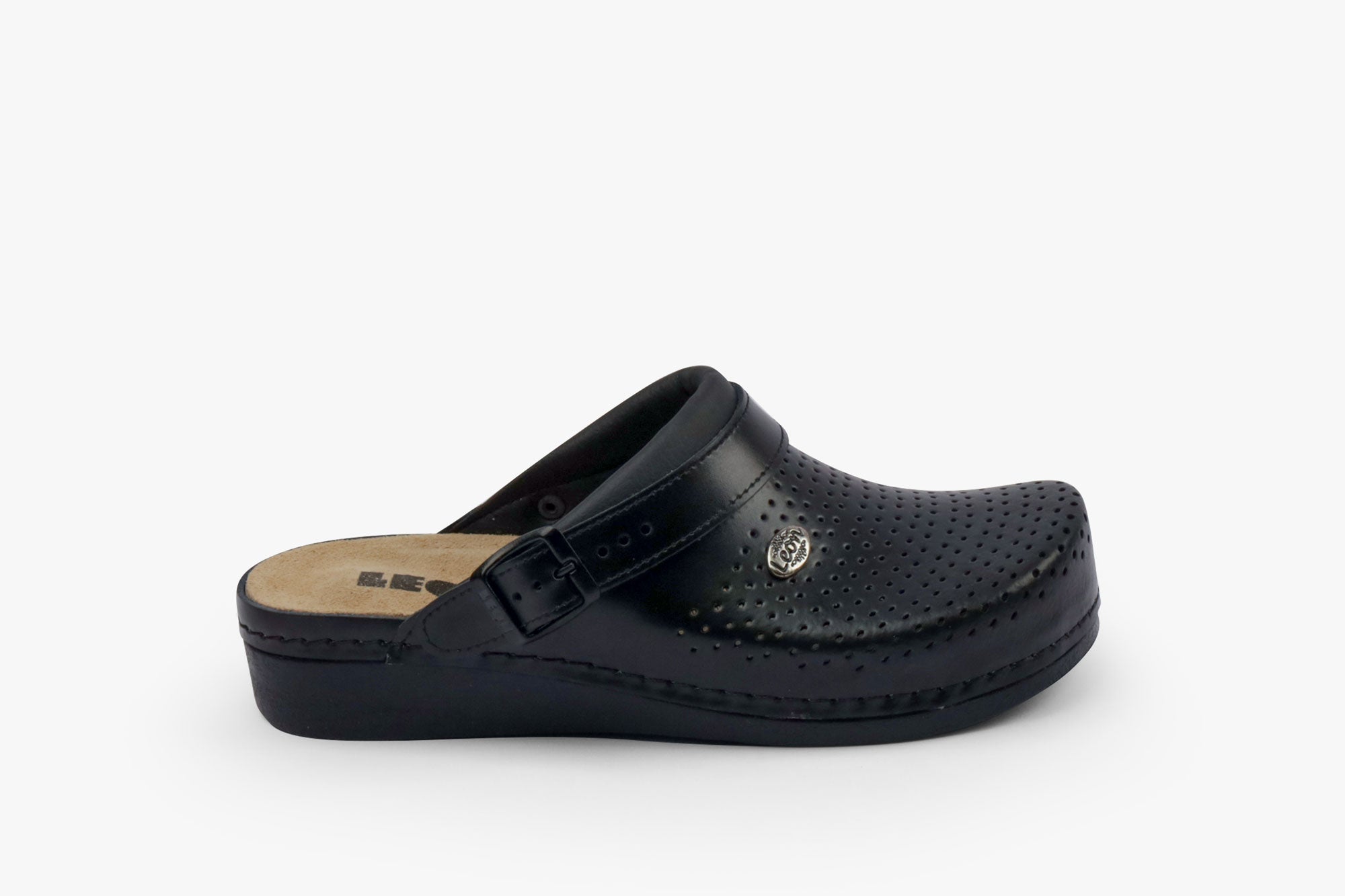 Dame Læder Clogs - Sort