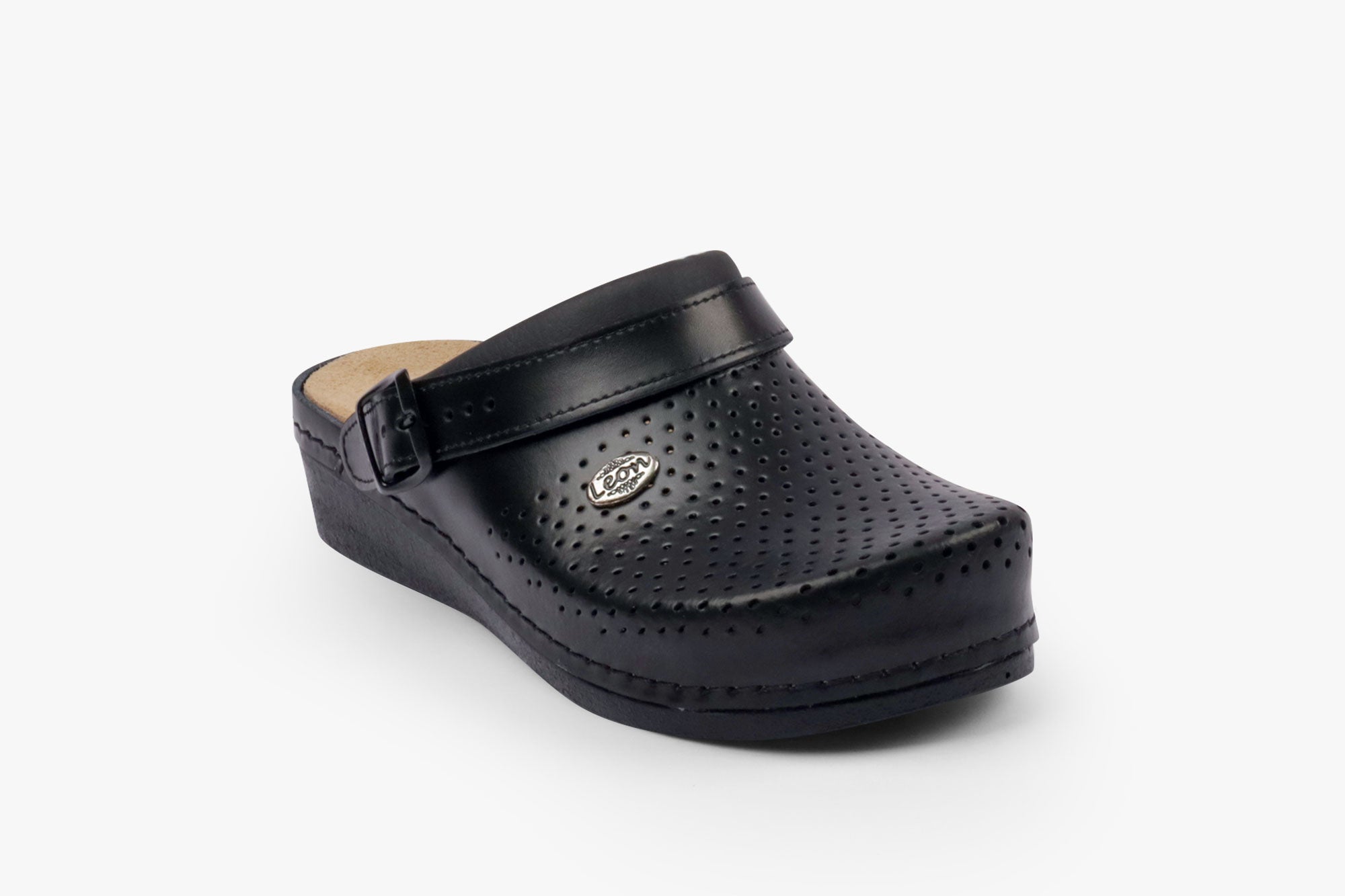 Dame Læder Clogs - Sort