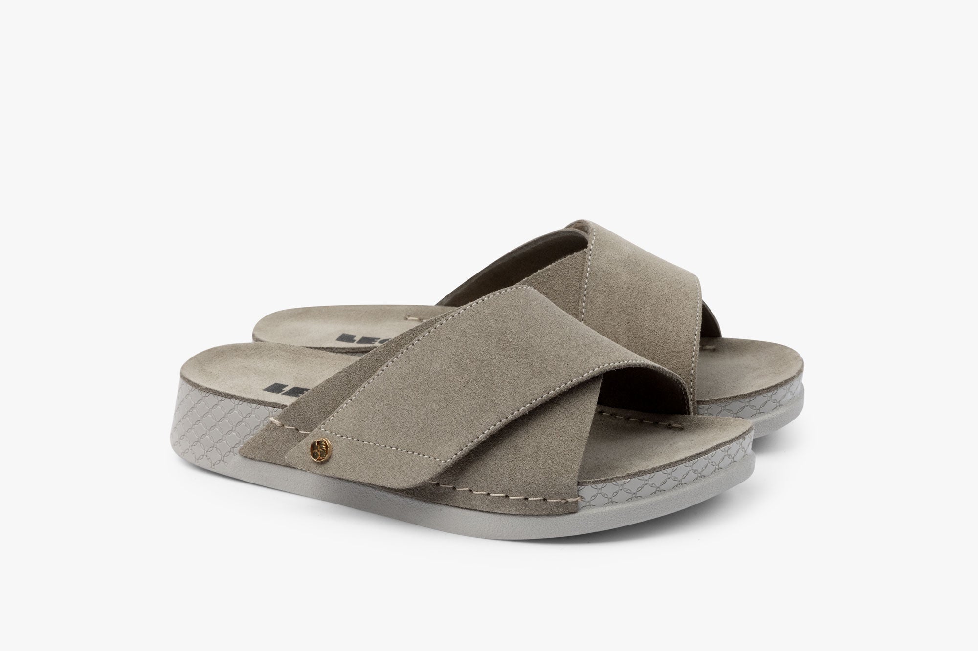 Line dame sandal i ruskind - grå
