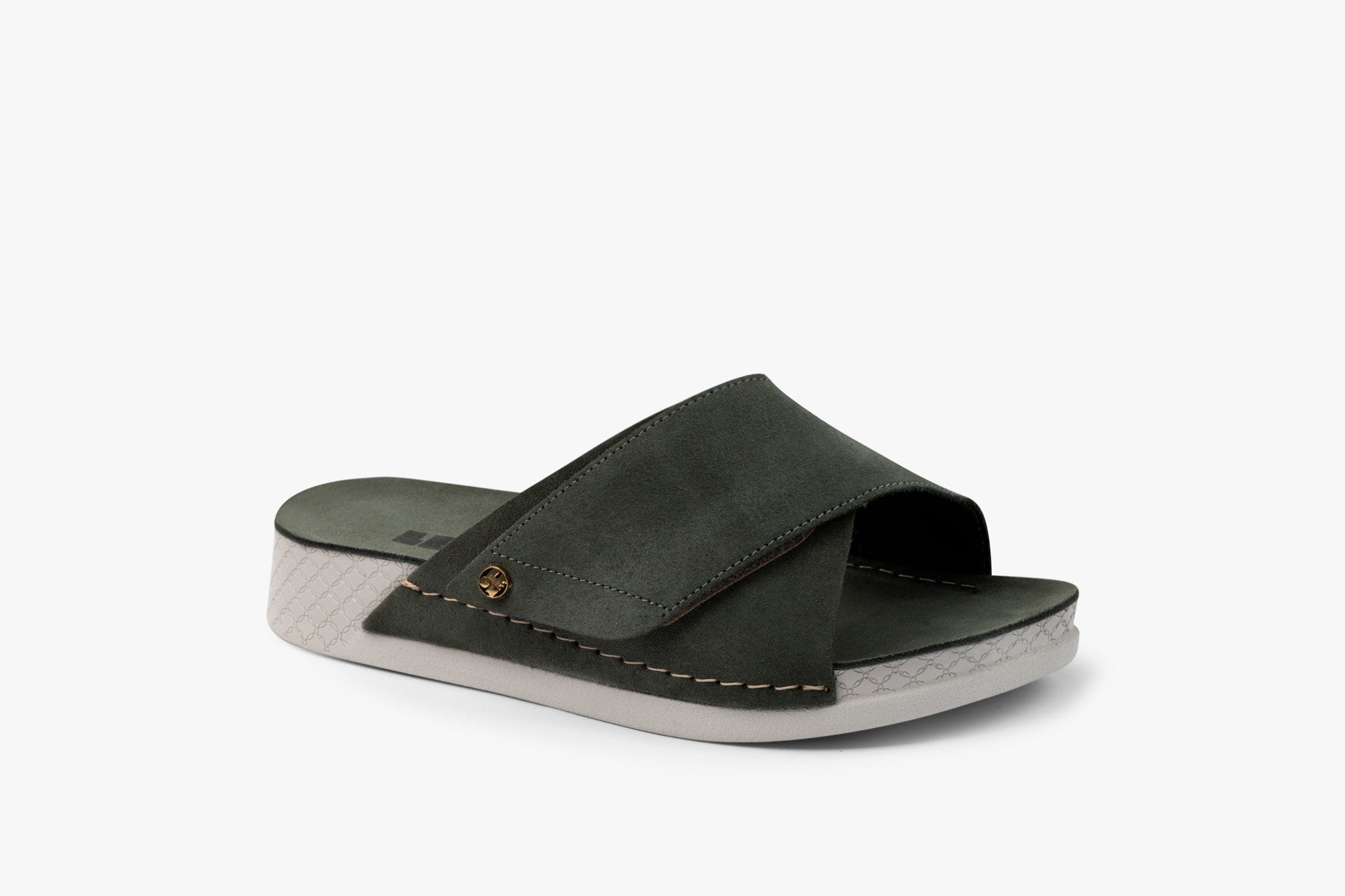Line dame sandal i ruskind - mørkegrøn