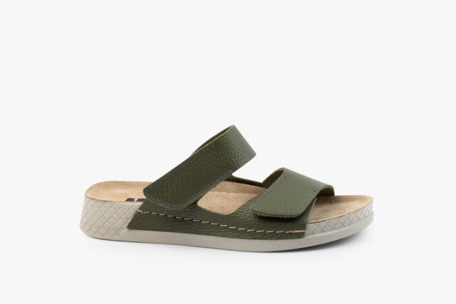 Motio dame læder sandal - olivengrøn