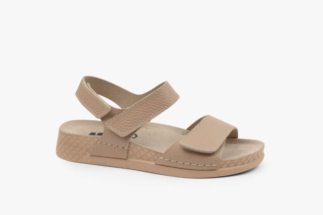Moveo dame læder sandal med hælrem - beige