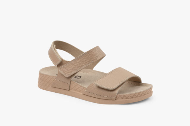 Moveo dame læder sandal med hælrem - beige