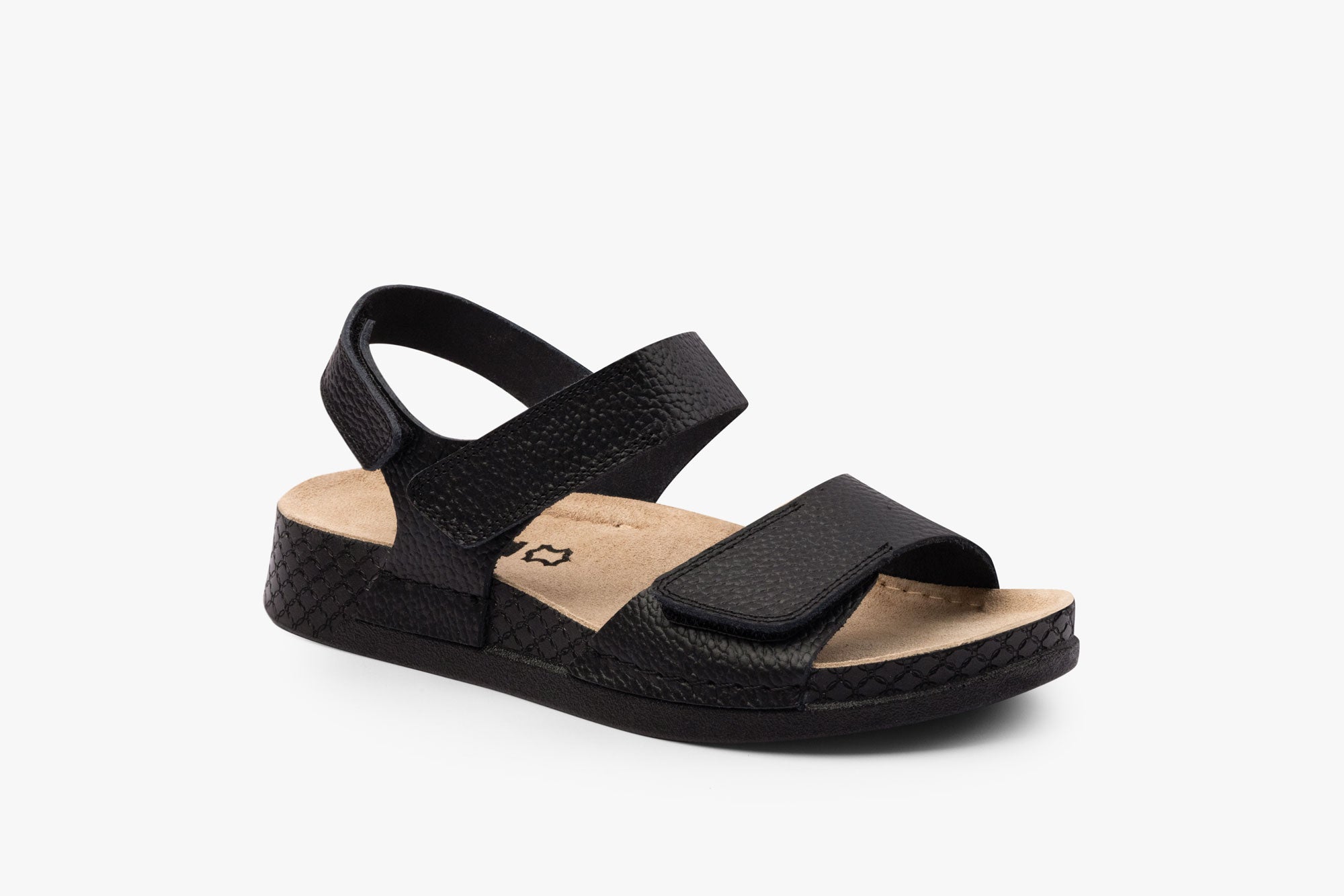 Moveo dame læder sandal med hælrem - sort