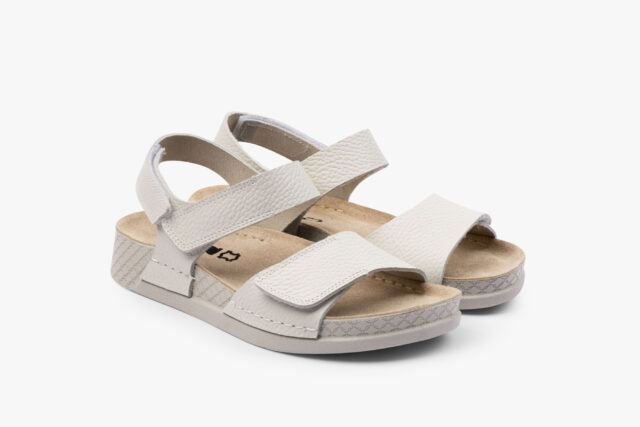 Moveo dame læder sandal med hælrem - råhvid