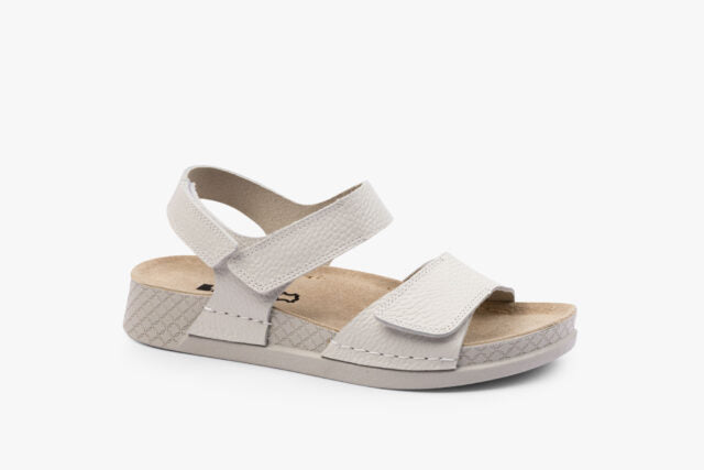 Moveo dame læder sandal med hælrem - råhvid