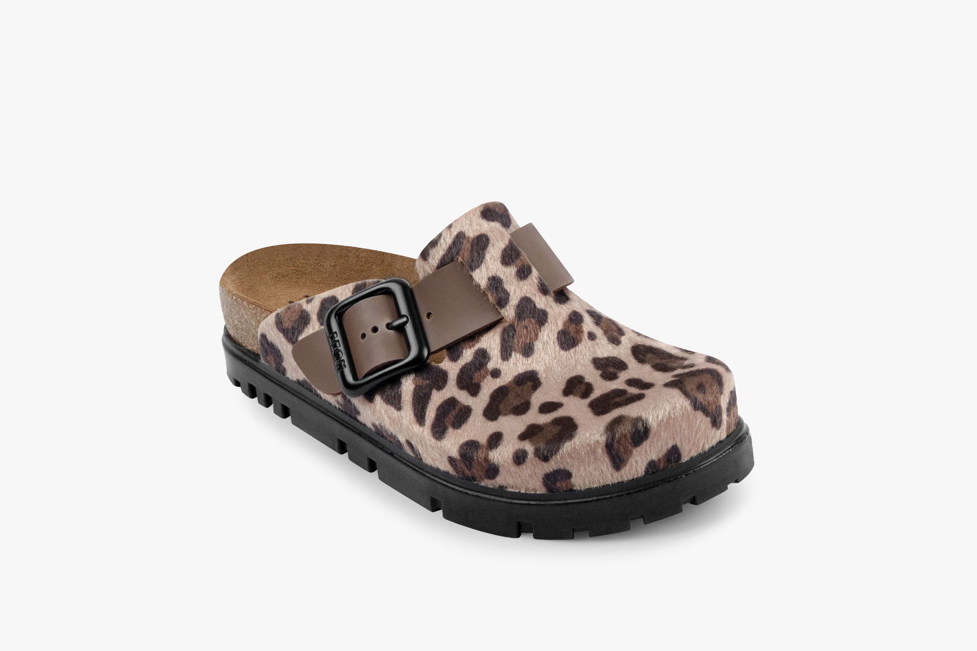 Zoe dame clogs med pels - brun leopard