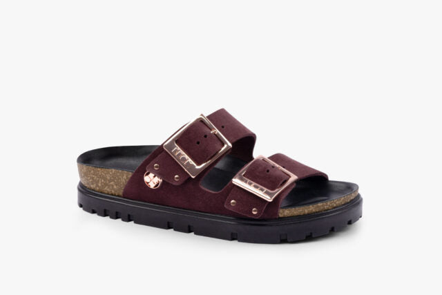 Nyssa dame sandal i ruskind - bordeaux