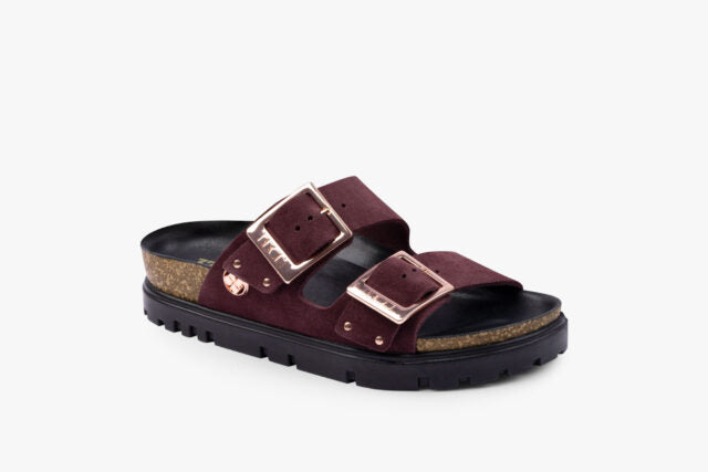 Nyssa dame sandal i ruskind - bordeaux