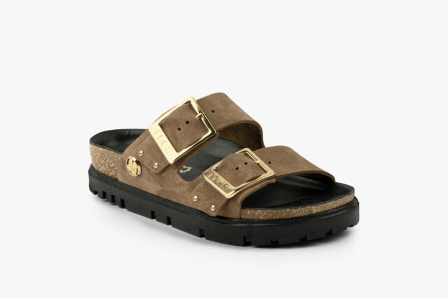 Nyssa dame læder sandal i ruskind - brun