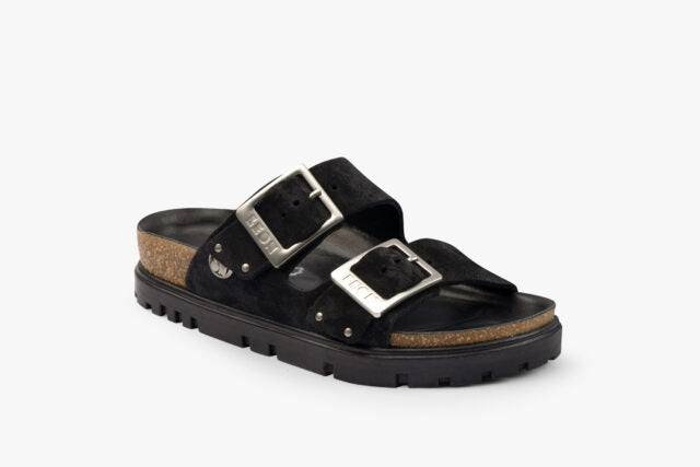 Nyssa dame sandal i ruskind - sort