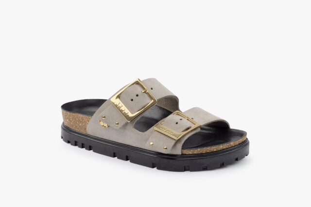 Nyssa dame sandal i ruskind - grå