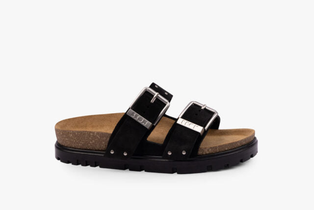 Anchor dame sandal i ruskind - sort