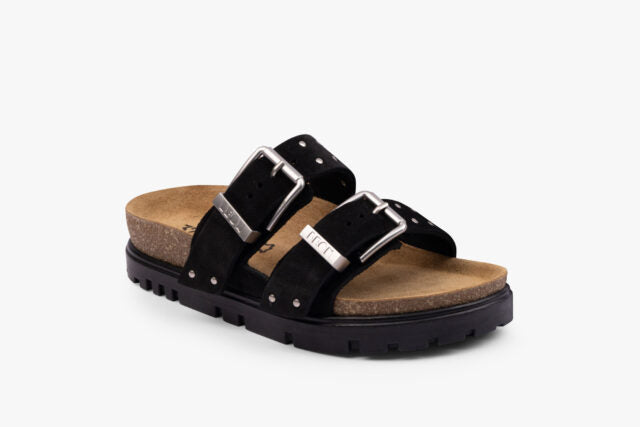 Anchor dame sandal i ruskind - sort