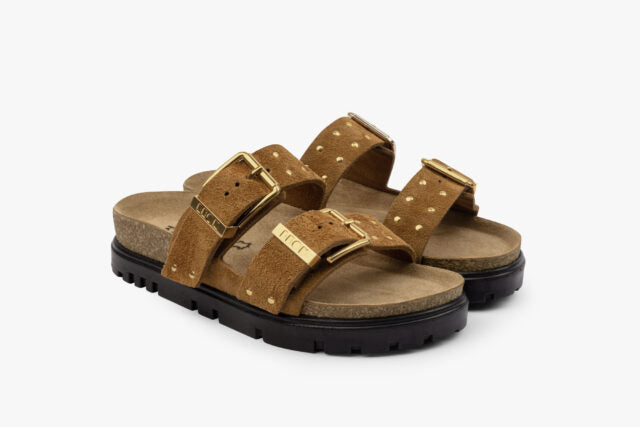 Anchor dame sandal i ruskind - cognac