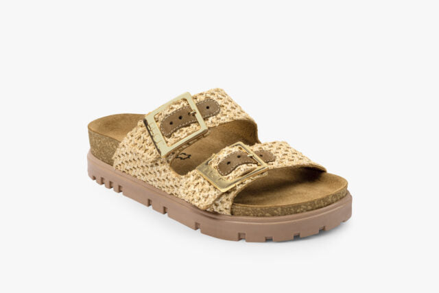 Strate dame sandal i læderflet - beige