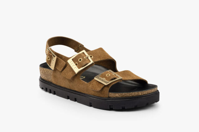 Nyx dame sandal i ruskind - cognac