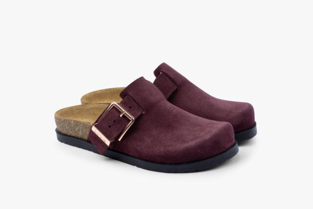 Aegis dame clogs i  ruskind - bordeaux