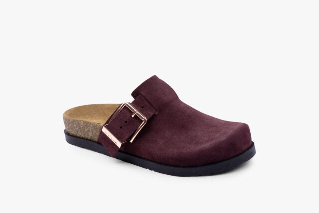 Aegis dame clogs i  ruskind - bordeaux