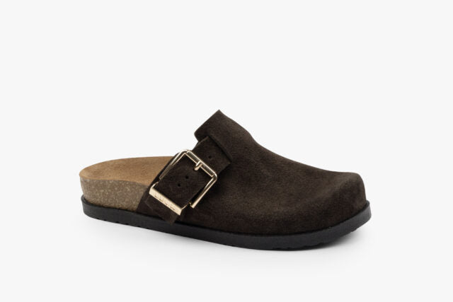 Aegis dame clogs i  ruskind - mørk brun