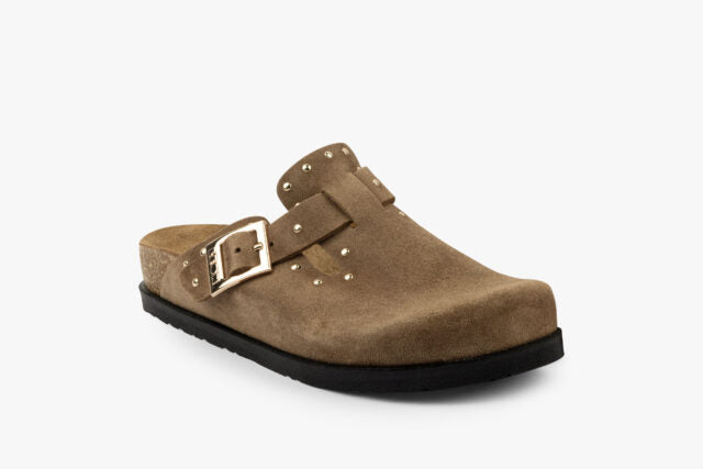 Pillar dame clogs i ruskind - brun