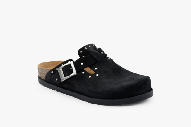 Pillar dame clogs i ruskind - sort